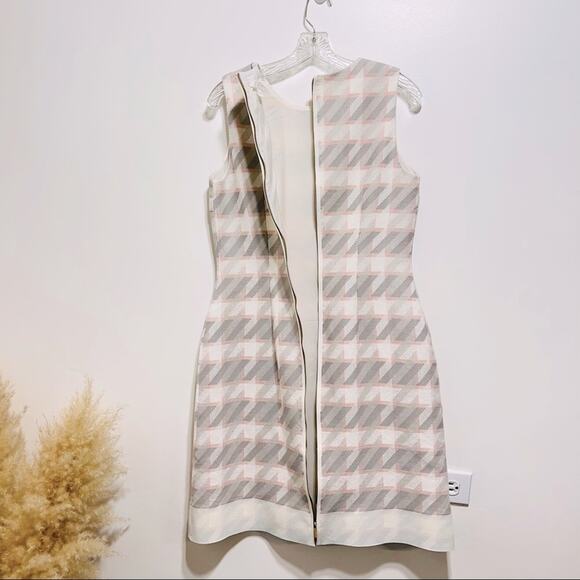 Hugo Boss Diemoni Sleeveless A-line Dress Houndstooth Tweed Pink/Grey Size 8 - Picture 6 of 11